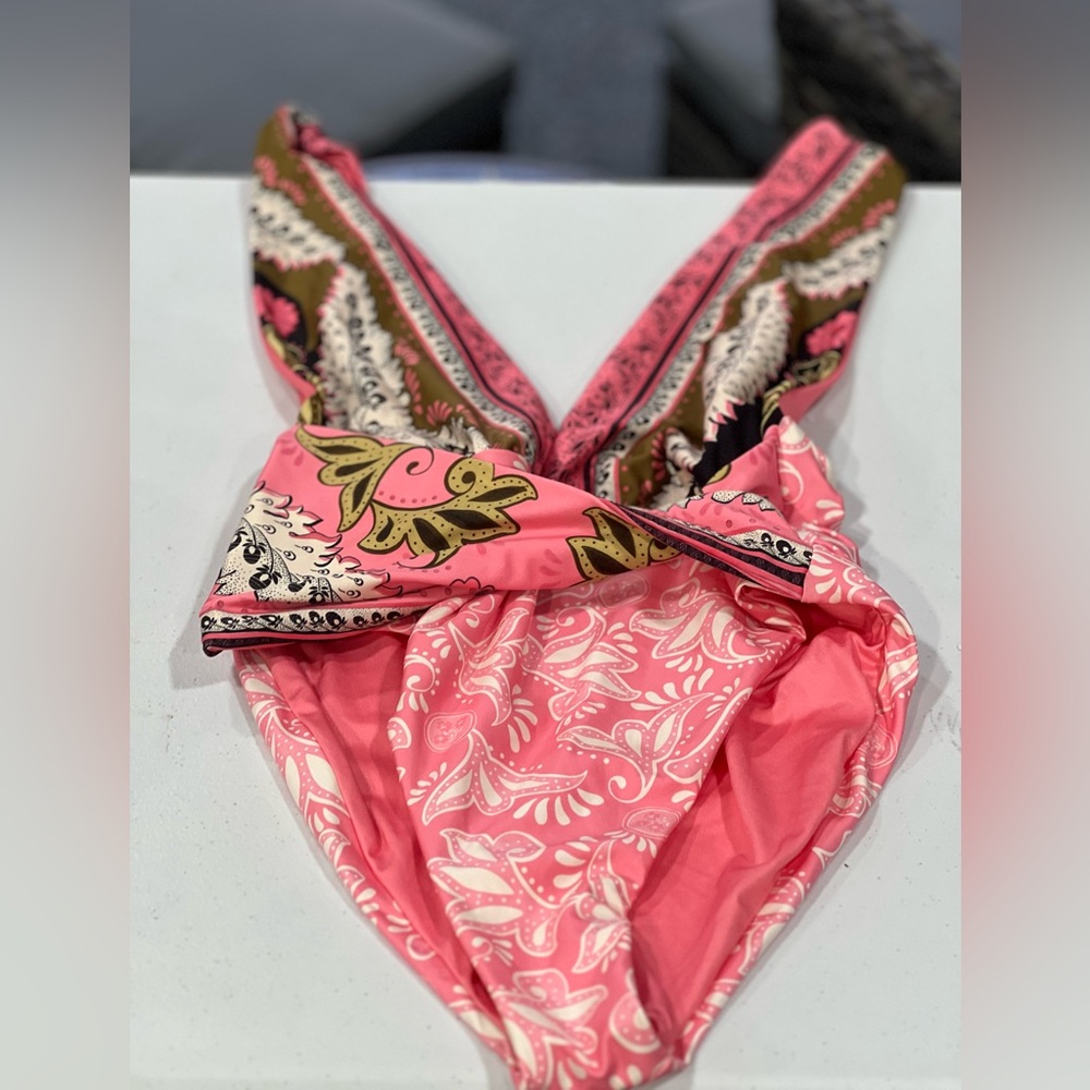 Agua Bendita Pink and Brown Patterned Swimsuit